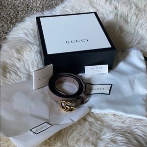 Gucci Dusty Pink Skinny Leather Belt - size 85